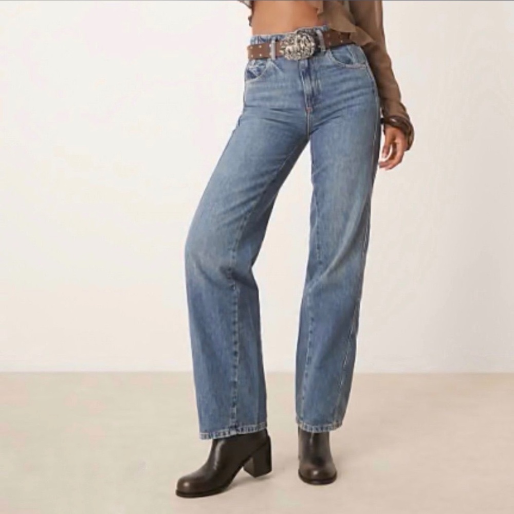 NWT Free People Aster High Rise Straight Leg - Mid-wash Blue